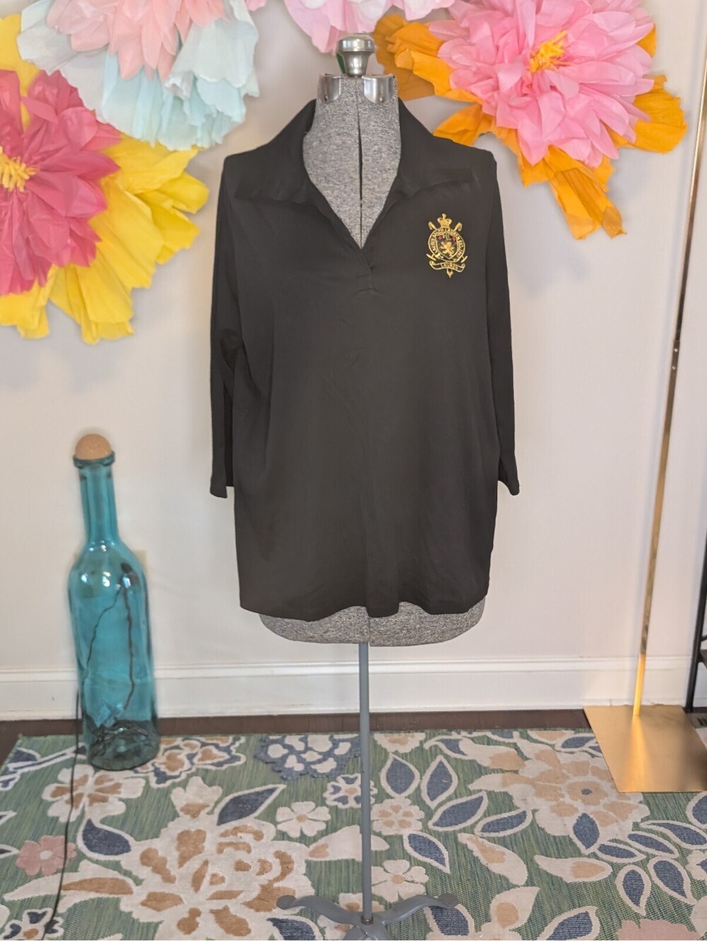 Lauren Ralph Lauren Black Cotton Polo Shirt 2X